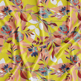 Yellow Big Abstract Floral Printed Fabric Online Store